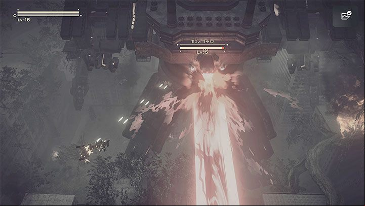 The second part of the fight with Goliath will happen in mid-air - NieR Automata: Chapter 5, Route A - walkthrough - Route A - NieR Automata Guide