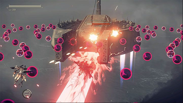 Goliath Flyer can also shoot a wide red beam of energy - NieR Automata: Chapter 7, Route A - walkthrough - Route A - NieR Automata Guide