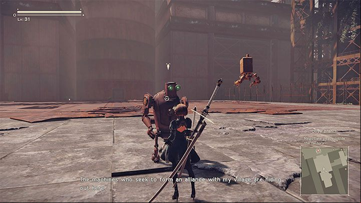 There are stairs near the Access Point at the factory (we recommend saving your game here - NieR Automata: Chapter 2, Route A - walkthrough - Route A - NieR Automata Guide