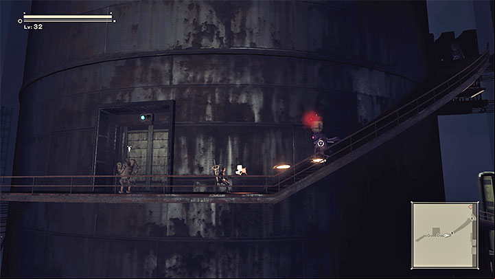 Once you get past the crushers, enter the next silo - NieR Automata: Chapter 2, Route A - walkthrough - Route A - NieR Automata Guide