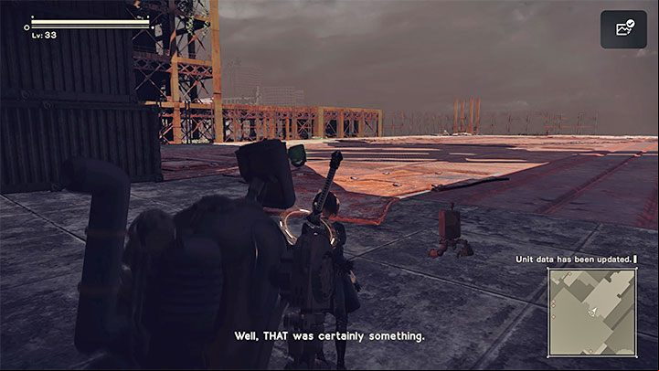 After the boss has been dispatched, you'll be able to continue your escape from the factory by reaching the new elevator first - NieR Automata: Chapter 2, Route A - walkthrough - Route A - NieR Automata Guide