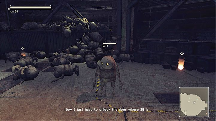 Once you're in virtual reality, reach the new white square and hold the hacking button - NieR Automata: Chapter 9, Route B - walkthrough - Route B - NieR Automata Guide