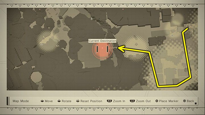 When you reach the City Ruins, we recommend that you take the way around, shown in the picture - NieR Automata: Chapter 11, 2B and 9S - Route C, D - walkthrough - Route C and D - NieR Automata Guide