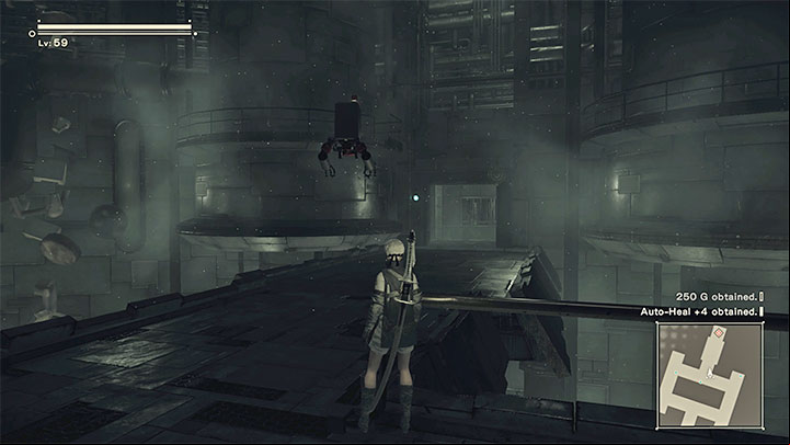 After defeating each group of enemy machines, the elevator that goes to the next floor will be unlocked - NieR Automata: Chapter 13, 9S - Route C, D - walkthrough - Route C & D - NieR Automata Guide