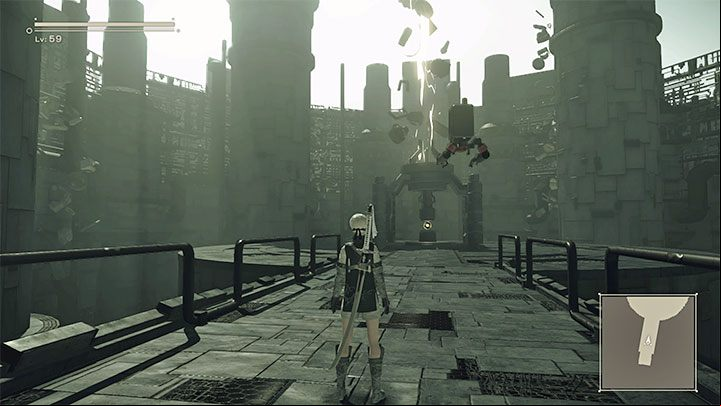 You have to reach the top floor with the yellow core - NieR Automata: Chapter 13, 9S - Route C, D - walkthrough - Route C & D - NieR Automata Guide