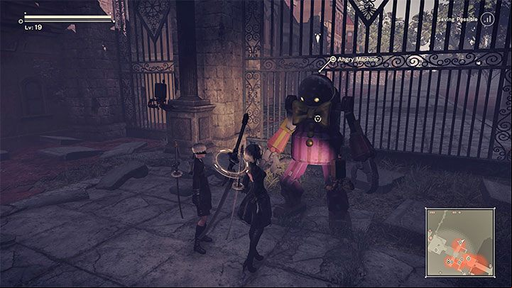 Stamp 2 - Find the Angry Machine in one of the side alleys - NieR Automata: Amusement Park - walkthrough, side missions - Side missions - NieR Automata Guide