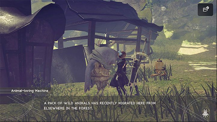 Quest giver: Animal-loving Machine (Forest Zone) - Nier Automata: Forest Zone and Forest Castle - walkthrough, side missions - Side missions - NieR Automata Guide