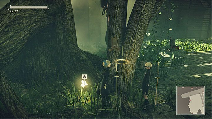 In the area of the shopping center you have to find the first of five Lunar Tear flowers - Nier Automata: Forest Zone and Forest Castle - walkthrough, side missions - Side missions - NieR Automata Guide