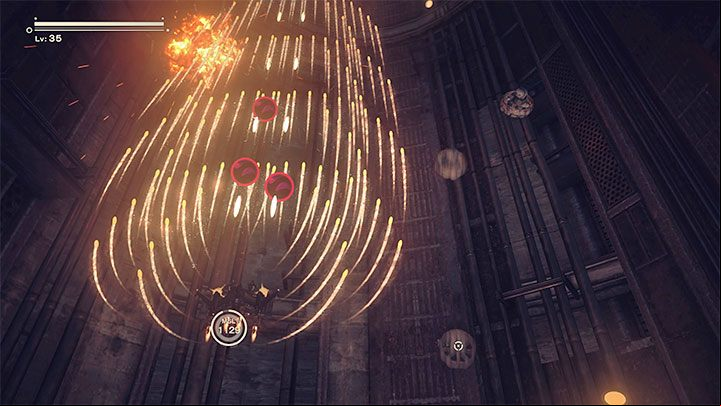 The Flight Suit is used the same way as during Route A, so you can shoot regular projectiles as well as rockets (which are optimal for disposing of large groups of enemies due to the long cooldown) and you can also dodge in mid-air - NieR Automata: Chapter 1, Route B - walkthrough - Route B - NieR Automata Guide