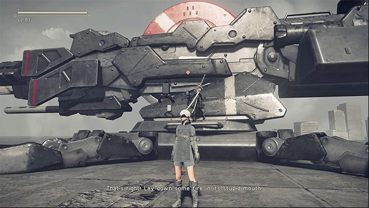 You will only need to use hacking on the giant cannon on the shore - NieR Automata: Chapter 7, Route B - walkthrough - Route B - NieR Automata Guide
