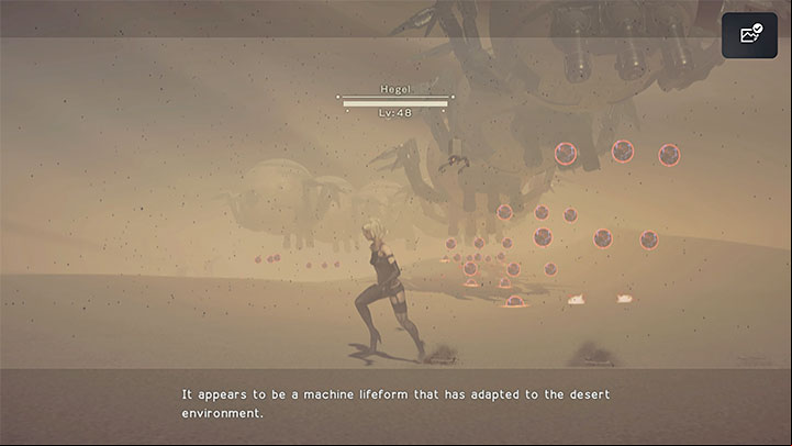 The boss initially flies over the desert and bombs the area with regular missiles - NieR Automata: Chapter 12, A2 - Route C, D - walkthrough - Route C and D - NieR Automata Guide