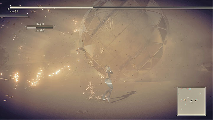 Attacked spheres surround themselves with a protective shield after some time - an example of such a situation is shown in the picture above - NieR Automata: Chapter 12, A2 - Route C, D - walkthrough - Route C and D - NieR Automata Guide