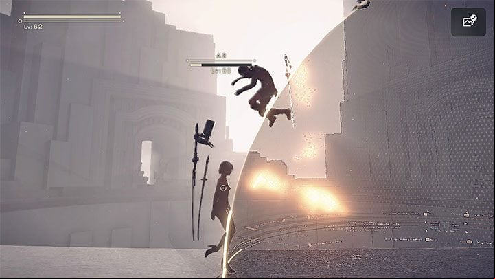 A2 can create a dome able to slow down and limit the movements - Nier Automata: Route C and Route D endings - walkthrough - Route C & D - NieR Automata Guide