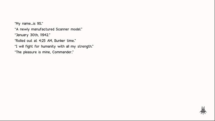 After defeating A2, the game will play ending D, part of which is written in the text - you can read it or scroll it by holding the circle - Nier Automata: Route C and Route D endings - walkthrough - Route C & D - NieR Automata Guide