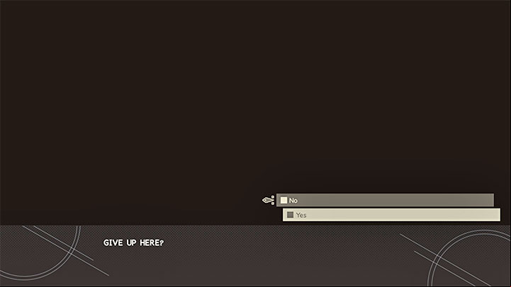 Every time you die, the game will ask if you want to give up - you always have to choose the answer "No" - that is, refuse and restart the last fights (the form of the question may vary, but the available answer options will always be the same) - Nier Automata: Route C and Route D endings - walkthrough - Route C & D - NieR Automata Guide
