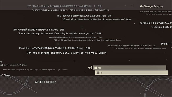 In the later stage of the credits, even after a restart, you can almost immediately get under heavy fire, and the situation may seem lost - Nier Automata: Route C and Route D endings - walkthrough - Route C & D - NieR Automata Guide