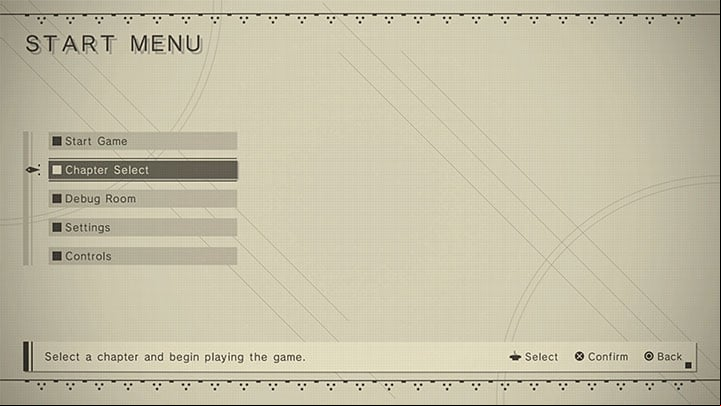 From the main menu, select the option to load the save file from the finished game, and then choose Chapter Select - NieR Automata: Trophy shop - how to unlock? - Appendix - NieR Automata Guide