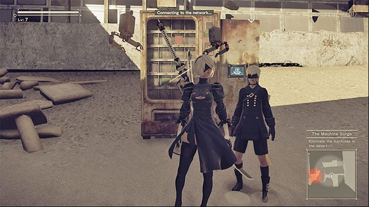 You can save the game when you are near active Access Points - an example shown in the picture - NieR Automata: Saving - how to save? - FAQ - NieR Automata Guide