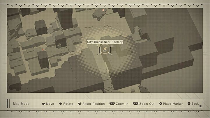 Discovered Access Points appear on the map, so you can easily determine where to go to save the game - NieR Automata: Saving - how to save? - FAQ - NieR Automata Guide