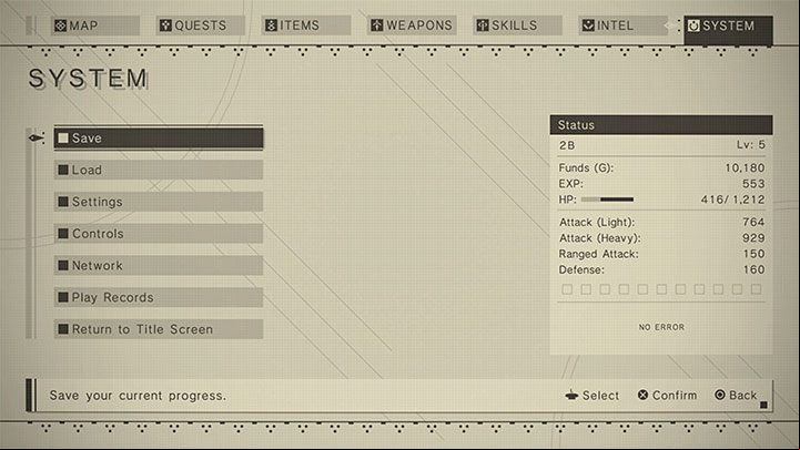 When you get near any Access Point, open the system menu by pressing the Options button or the right side of the touchpad - NieR Automata: Saving - how to save? - FAQ - NieR Automata Guide