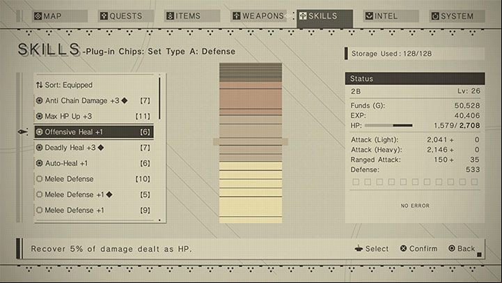 Offensive Heal - It's a chip with a similar effect to the above - NieR Automata: Healing - how to recover health? - FAQ - NieR Automata Guide