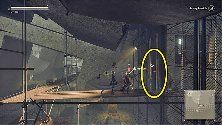Quest description: Remain in the Resistance Camp and go to the back part of it - the camera will again shift its perspective to a side view - NieR Automata: City Ruins - walkthrough, side quests - Side missions - NieR Automata Guide