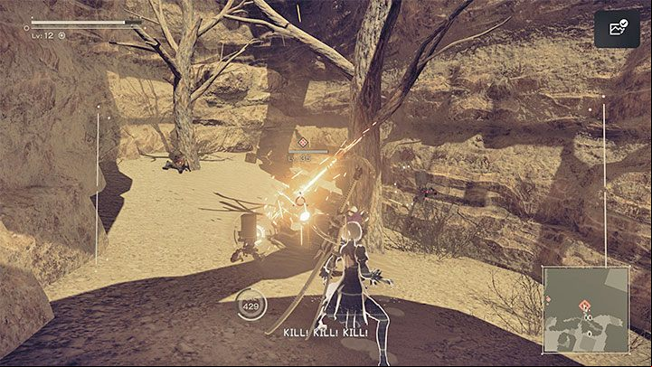 The heroes have found the coordinates which lead to a small area in the first part of the Desert Zone - NieR Automata: City Ruins - walkthrough, side quests - Side missions - NieR Automata Guide