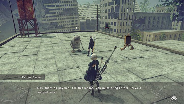 As "payment" for the sparring, Father Servo will request a Warped Wire - NieR Automata: City Ruins - walkthrough, side quests - Side missions - NieR Automata Guide
