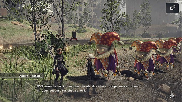 If you have completed the defense mission correctly, then the quest giver will tell you that another parade is planned - NieR Automata: City Ruins - walkthrough, side quests - Side missions - NieR Automata Guide
