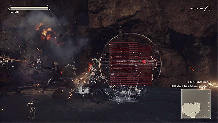 Quest description: You need to head towards the crater and jump back down to the cave you explored earlier at the end of Chapter 5 - NieR Automata: City Ruins - walkthrough, side quests - Side missions - NieR Automata Guide