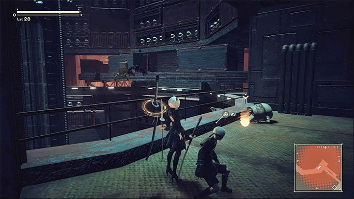 Data Chip C is in a large shaft, in which the camera briefly returns to the view from behind the character's back - NieR Automata: City Ruins - walkthrough, side quests - Side missions - NieR Automata Guide