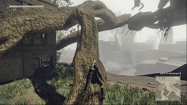 The location from point 2 on our map is a high fragment of the damaged bridge - NieR Automata: City Ruins - walkthrough, side quests - Side missions - NieR Automata Guide