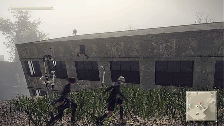 The location from point 3 on our map is the roof of a heavily slanted building - NieR Automata: City Ruins - walkthrough, side quests - Side missions - NieR Automata Guide