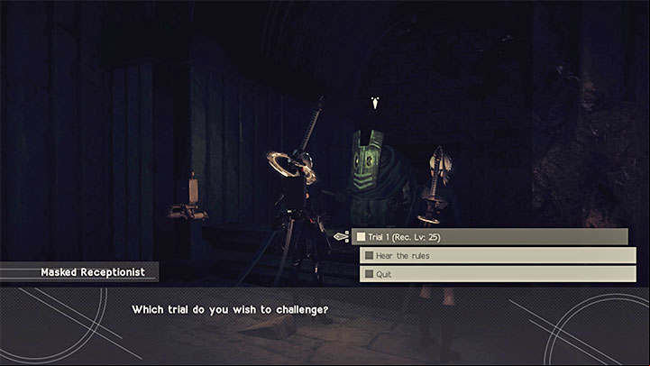 Quest description: Upon reaching the site you will encounter a Masked Machine and you'll be allowed in - NieR Automata: Desert Zone - walkthrough, side quests - Side missions - NieR Automata Guide