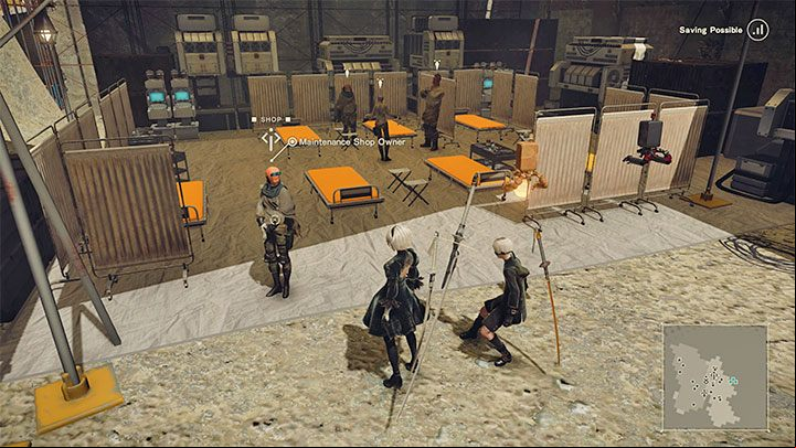 The Maintenance Shop Owner is available from the start of the game - NieR Automata: List of traders - Summaries - NieR Automata Guide
