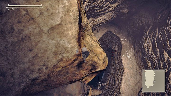 While exploring the caves, you can attack the encountered machines or completely ignore them - NieR Automata: Endings list - Game endings - NieR Automata Guide