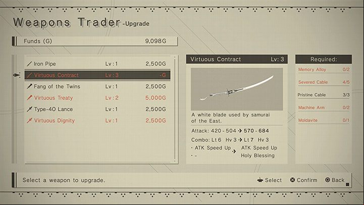 You should upgrade your weapons - NieR Automata: Characters and Pods development - Basics - NieR Automata Guide