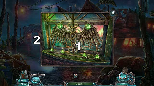 Put together the symbols below n such a way, as to create the symbol shown above (just like on the screenshot) - Chapter 2: Boats Away | Walkthrough - Walkthrough - Nightmares from the Deep: The Sirens Call Game Guide & Walkthrough