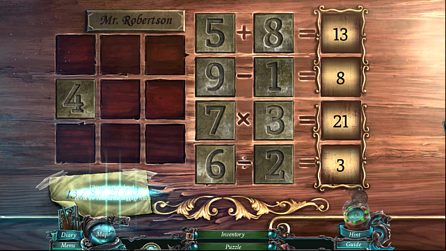 Arrange the numbers to fill the equations (see the screenshot) - Chapter 4/5 | Puzzles - Puzzles - Nightmares from the Deep: The Sirens Call Game Guide & Walkthrough
