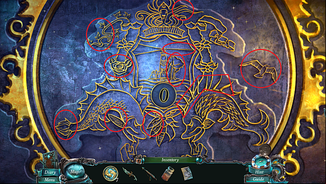 Find the shiny object that change after you click them (see the screenshot) - Chapter 7 | Puzzles - Puzzles - Nightmares from the Deep: The Sirens Call Game Guide & Walkthrough