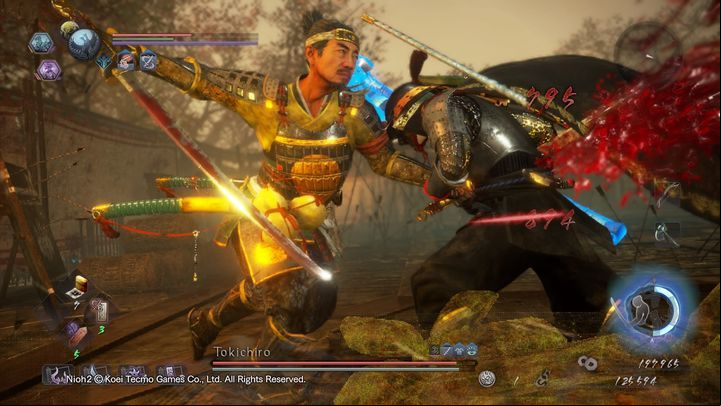 When Tokichiro crosses his swords, he enters a defensive stance that allows him to counter your attack and inflict massive damage - NiOh 2: Tokichiro boss fight - Bosses - NiOh 2 Guide