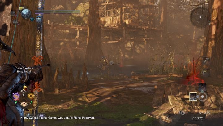 Kill human enemies at the top, then you will find a large chest on the left and an item to collect on the right - NiOh 2: The Sun Sets On Mount Tenno walkthrough - Main missions - NiOh 2 Guide