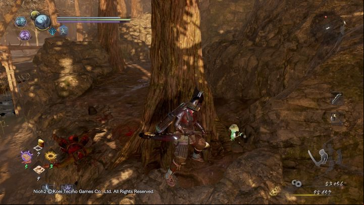 In the next area, shoot down two shooters who are on the top floor of the structure, and then kill a Waira located at the lower ground - NiOh 2: The Sun Sets On Mount Tenno walkthrough - Main missions - NiOh 2 Guide