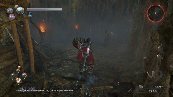 Instead of going towards the ladder on the right, there is a door around the corner on the left that you can open - NiOh 2: The Sun Sets On Mount Tenno walkthrough - Main missions - NiOh 2 Guide