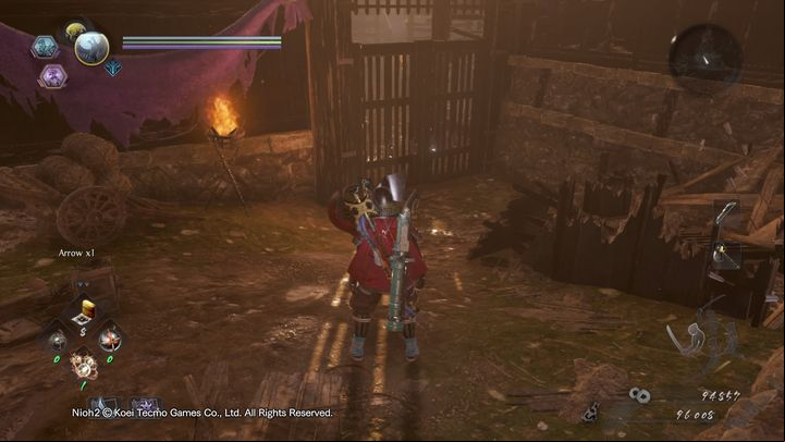In the building on the upper floor you will encounter a Yokai soldier and a Yoki (spawned from Yokai land) - NiOh 2: The Sun Sets On Mount Tenno walkthrough - Main missions - NiOh 2 Guide