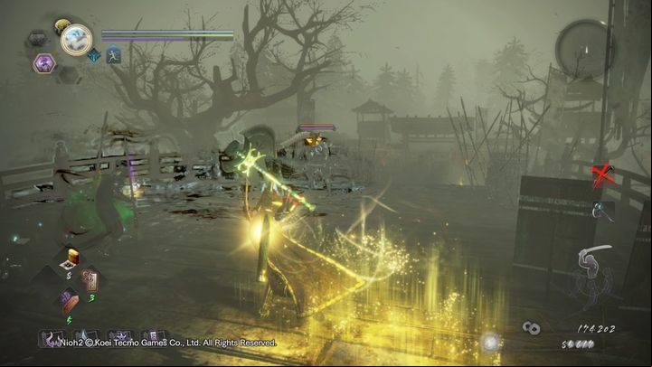 Then, you will face two skeleton warriors with a bow, a Wheelmonk and a Rokurokubi - NiOh 2: The Two Faces of Hospitality walkthrough - Main missions - NiOh 2 Guide