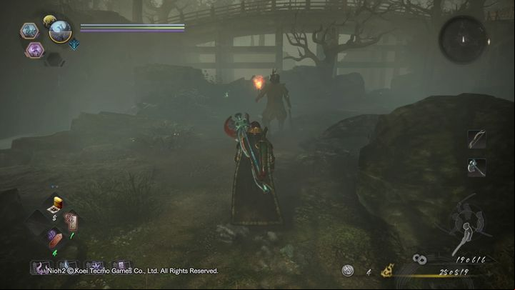 The area is patrolled by one enemy, the other is hidden by the boat - NiOh 2: The Two Faces of Hospitality walkthrough - Main missions - NiOh 2 Guide