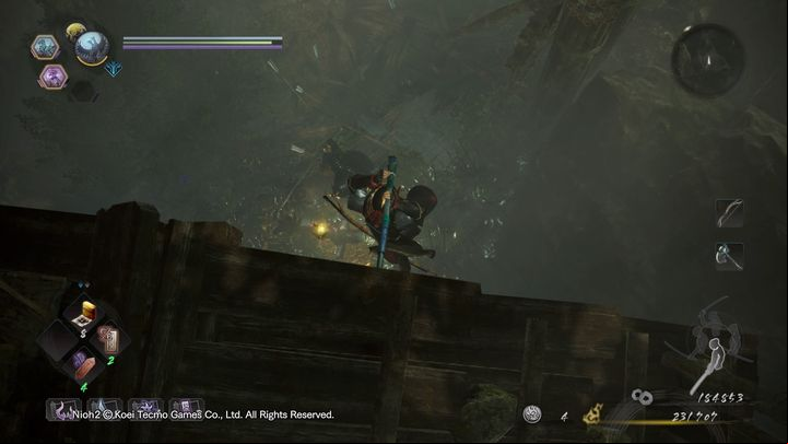You can perform a downward thrust from the air on the opponent below you - NiOh 2: The Two Faces of Hospitality walkthrough - Main missions - NiOh 2 Guide