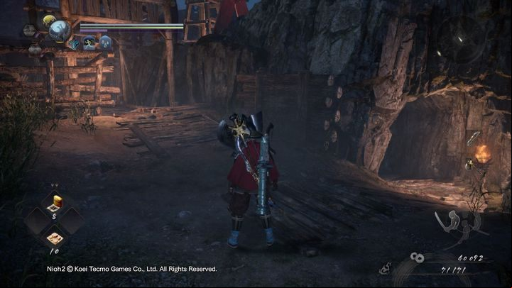 On the right there is a cave where you will fight spiders - Bird in a Cage | NiOh 2 Walkthrough - Main missions - NiOh 2 Guide