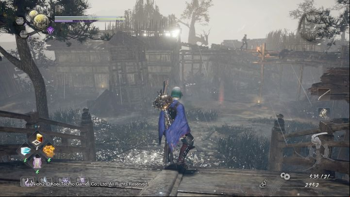 Try to shoot them one at a time, and it is best to start with the opponent at the top, as he can use his horn to call the enemies nearby - Pervading Waters | NiOh 2 Walkthrough - Main missions - NiOh 2 Guide